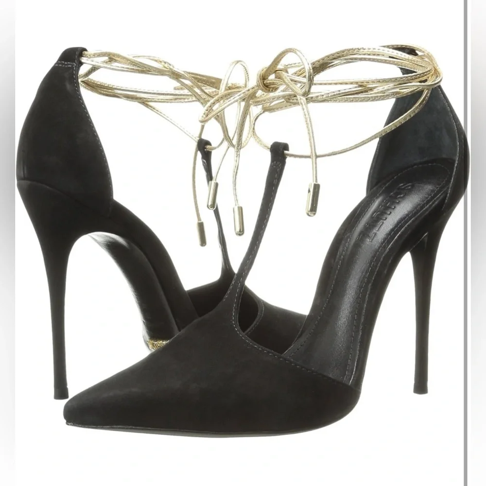 Schutz Women's MILEY Nobuck Dress Pump, Black 9.5